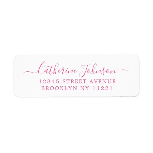 Elegant Girly Script Calligraphy Hot Pink Etiket (Voorkant)