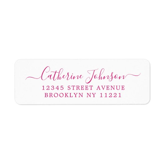 Elegant Girly Script Calligraphy Magenta Pink Etiket (Voorkant)