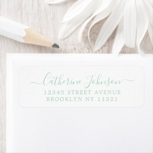 Elegant Girly Script Calligraphy Mint Green Etiket (Insitu)