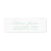 Elegant Girly Script Calligraphy Mint Green Etiket (Voorkant)