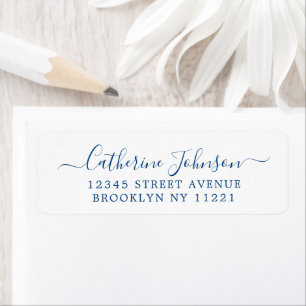 Elegant Girly Script Calligraphy Navy Blue Etiket