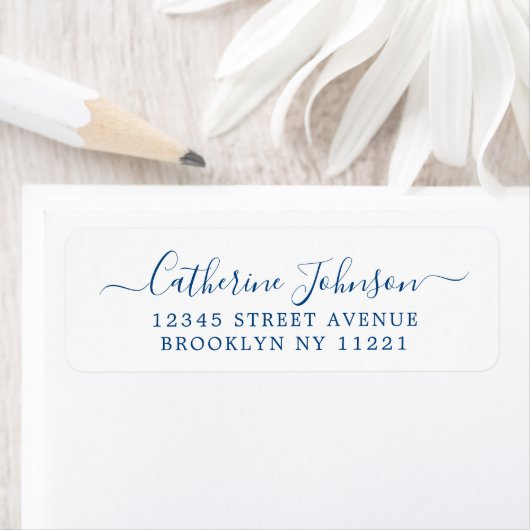 Elegant Girly Script Calligraphy Navy Blue Etiket (Insitu)