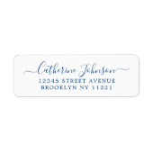 Elegant Girly Script Calligraphy Navy Blue Etiket (Voorkant)