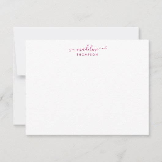 Elegant Girly Script Magenta Typography Note Kaart Notitiekaartje (Voorkant)
