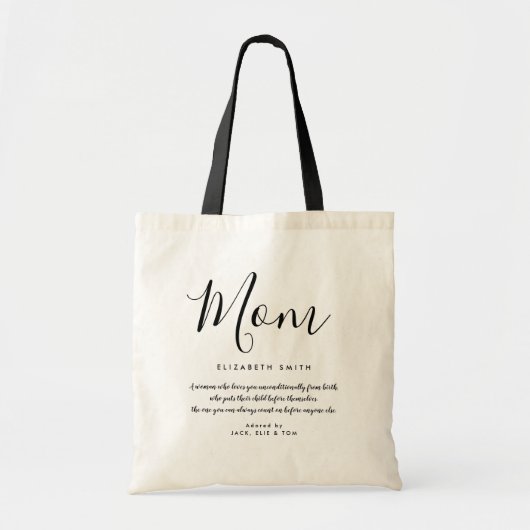 Elegant Girly Script Mam Quote Canvas tas (Voorkant)