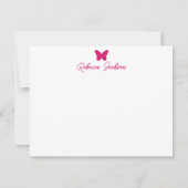 Elegant Girly Script Name Magenta Pink Butterfly Notitiekaartje