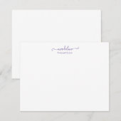 Elegant Girly Script Paarse Violet Typografie Notitiekaartje (Voorkant / Achterkant)