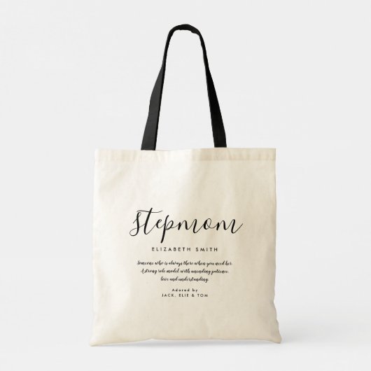 Elegant Girly Script Stepmam Quote Canvas tas (Achterkant)