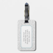 Elegant girly Silver Floral Monogram Bagagelabel (Achterkant verticaal)