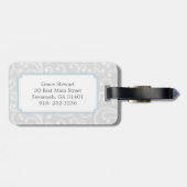 Elegant girly Silver Floral Monogram Bagagelabel (Achterkant horizontaal)