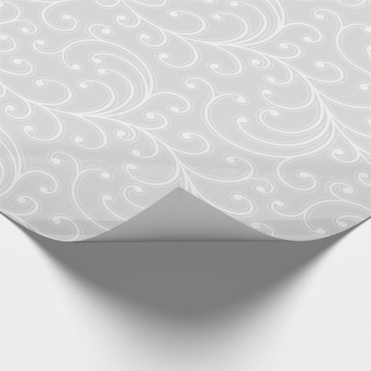 Elegant girly Silver Floral Monogram Cadeaupapier (Hoek)