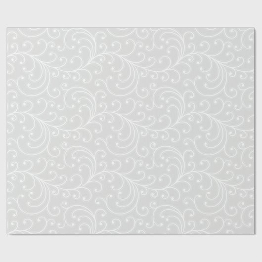 Elegant girly Silver Floral Monogram Cadeaupapier (Vlak)