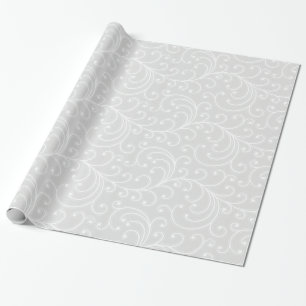 Elegant girly Silver Floral Monogram Cadeaupapier