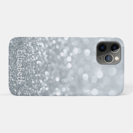 Elegant Girly Silver Glittery Bokeh - Persoonlijk Case-Mate iPhone Case (Achterkant (horizontaal))