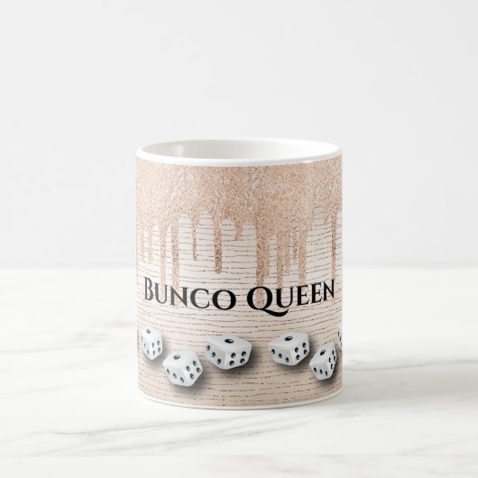 Elegant Girly Sparkle Dice Bunco Monogram Koffiemok (Center)