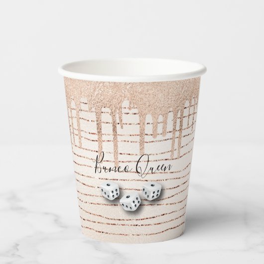 Elegant Girly Sparkle Queen Dice Bunco Papieren Bekers (Achterkant)