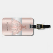 Elegant Girly Stripe, Roos Gold Dress Bagagelabel (Voorkant horizontaal)