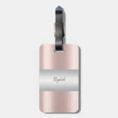 Elegant Girly Stripe, Roos Gold Dress Bagagelabel (Achterkant verticaal)