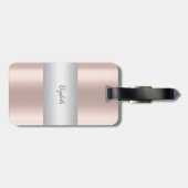 Elegant Girly Stripe, Roos Gold Dress Bagagelabel (Achterkant horizontaal)