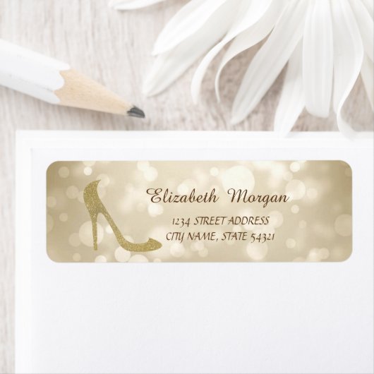 Elegant Girly Stylish Bokeh, Glitter Hieladres Etiket (Insitu)