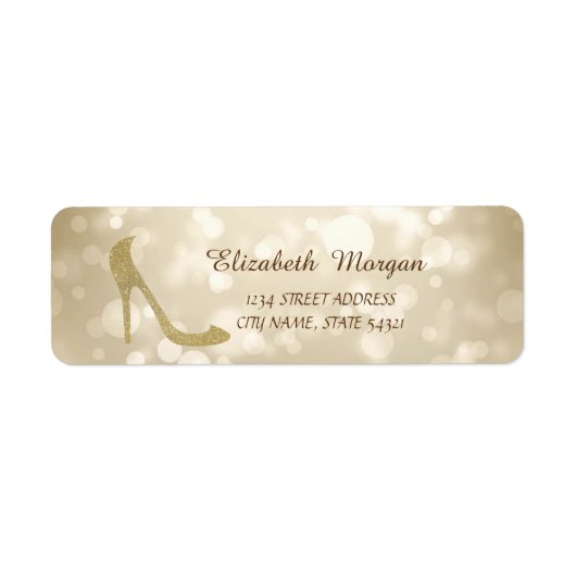Elegant Girly Stylish Bokeh, Glitter Hieladres Etiket (Voorkant)