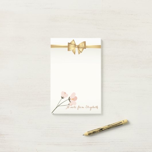 Elegant Girly Stylish, Bow, Flower Post-it® Notes (Op bureau)