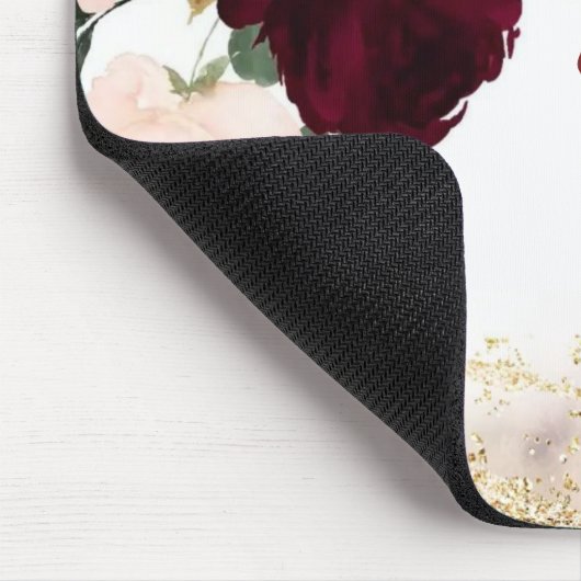 Elegant Girly Stylish Gold Glitter Floral Monogram Muismat (Hoek)