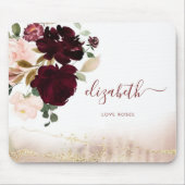 Elegant Girly Stylish Gold Glitter Floral Monogram Muismat (Voorkant)
