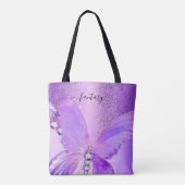 Elegant Girly Stylish Paarse Butterfly Canvas tas (Achterkant)