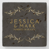 Elegant Girly Swirls Floral Lijst Stenen Onderzetter (Voorkant)