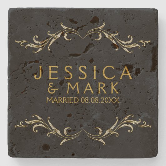 Elegant Girly Swirls Floral Lijst Stenen Onderzetter (Voorkant)