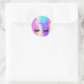 Elegant Girly Trendy Glitter Lashes Holographic Ronde Sticker (Tas)