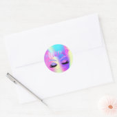 Elegant Girly Trendy Glitter Lashes Holographic Ronde Sticker (Envelop)