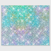 Elegant girly turquoise iridescent unicorn cadeaupapier (Vlak)
