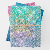 Elegant girly turquoise iridescent unicorn inpakpapier vel (In situ)