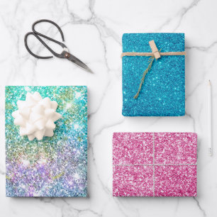 Elegant girly turquoise iridescent unicorn inpakpapier vel