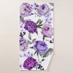 Elegant Girly Violet Lila Purple Flowers Badhanddoek
