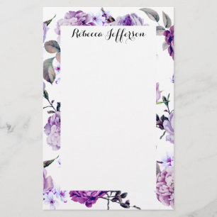 Elegant Girly Violet Lila Purple Flowers Briefpapier