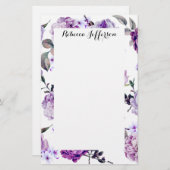 Elegant Girly Violet Lila Purple Flowers Briefpapier (Voorkant / Achterkant)