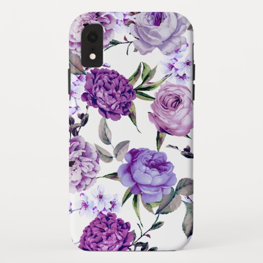 Elegant Girly Violet Lila Purple Flowers Case-Mate iPhone Case (Achterkant)