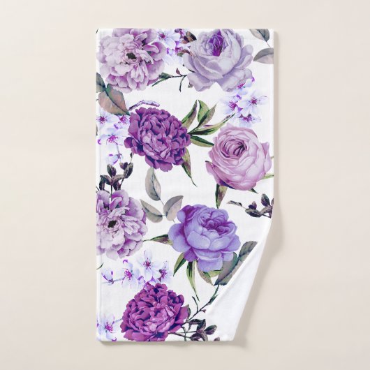 Elegant Girly Violet Lila Purple Flowers Handdoek (Handdoek)