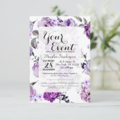 Elegant Girly Violet Lila Purple Flowers Kaart (Staand voorkant)