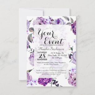 Elegant Girly Violet Lila Purple Flowers Kaart