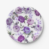 Elegant Girly Violet Lila Purple Flowers Papieren Bordje (Voorkant)