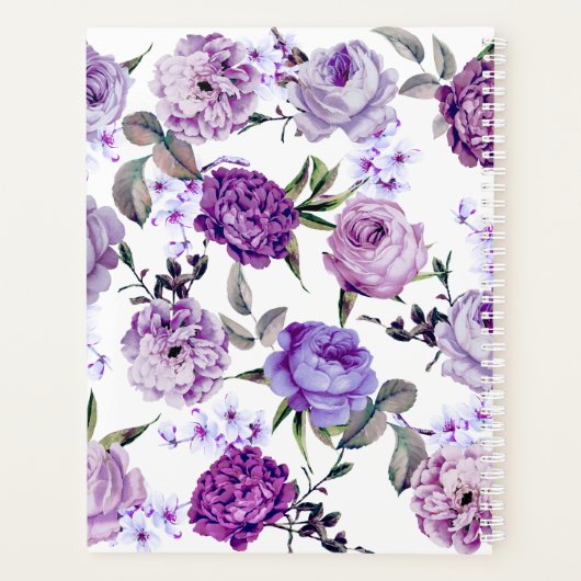Elegant Girly Violet Lila Purple Flowers Planner (Achterkant)