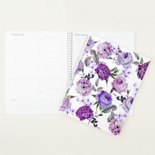 Elegant Girly Violet Lila Purple Flowers Planner