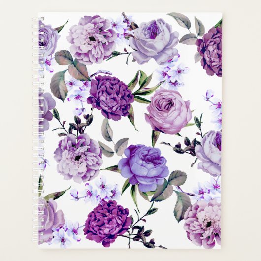 Elegant Girly Violet Lila Purple Flowers Planner (Voorkant)