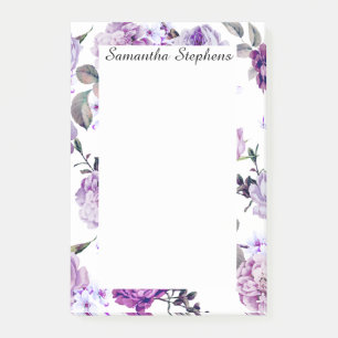 Elegant Girly Violet Lila Purple Flowers Post-it® Notes