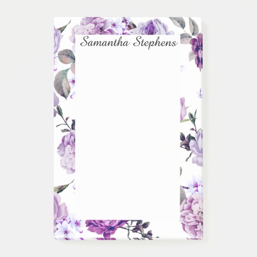 Elegant Girly Violet Lila Purple Flowers Post-it® Notes (Voorkant)
