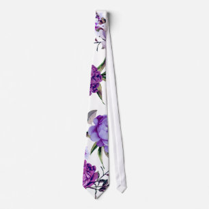 Elegant Girly Violet Lila Purple Flowers Stropdas